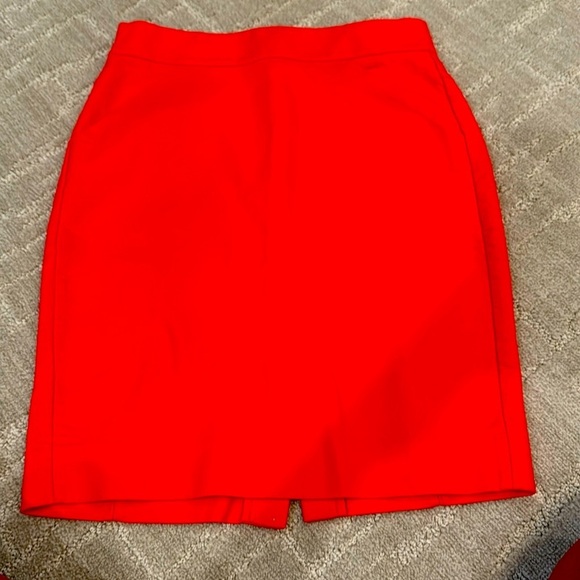 J. Crew Red Mini Pencil Skirt with Slit - Picture 2 of 6